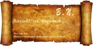 Bazsánt Nepomuk névjegykártya